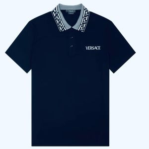 EUC Men’s Size X-Large Versace La Greca Slim-fit Accent Polo Short In Dark Navy